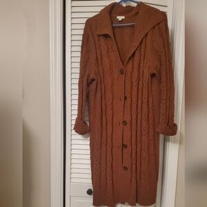 Jjill cable Knit Long Nutmeg Sweater Cardigan